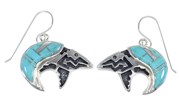Sterling Silver Turquoise Bear Arrow Hook Dangle Earrings VX55839